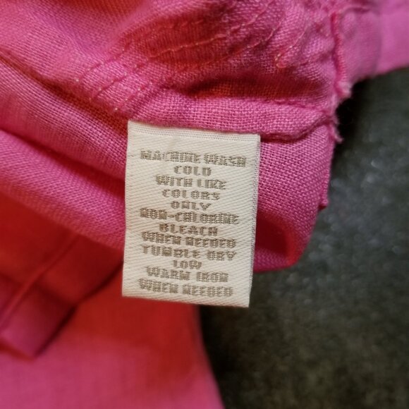Hot Pink 3/4 Sleeve Linen Tunic Blouse with White Braid Detail Size Large - Picture 7 of 7